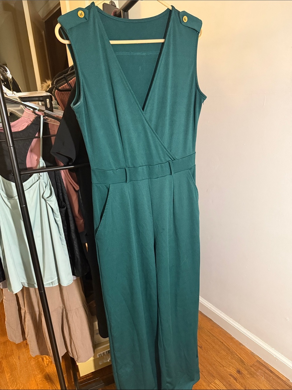 Sleeveless green Wrap Jumpsuit